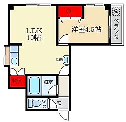 コーポヤマキ20 1LDKの間取図画像