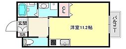 ルシアUEKI 1Kの間取図画像