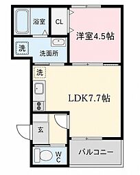 STcourt黒原城内町 1LDKの間取図画像