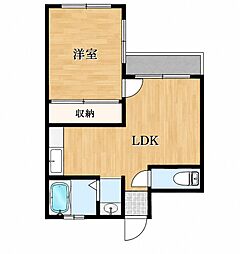 茄子作コーポ 1LDKの間取図画像