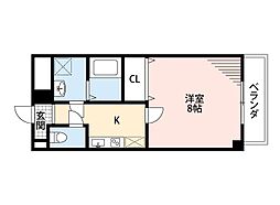 フローラ大垣内 1Kの間取図画像