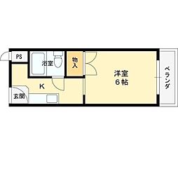 巴ハウス 1Kの間取図画像