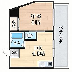 ロイヤル御殿山 1DKの間取図画像