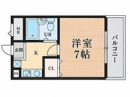 ロイヤル御殿山 1Kの間取図画像