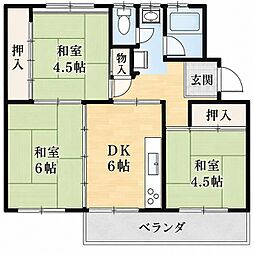 茄子作住宅3号棟 3DKの間取図画像