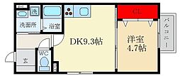 イリスコート忍ケ丘III 1LDKの間取図画像