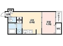 Leggero牧野 1LDKの間取図画像