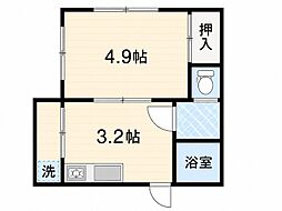 殿山ハイツ 2Kの間取図画像