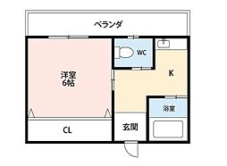 ひかりハイツ 1Kの間取図画像