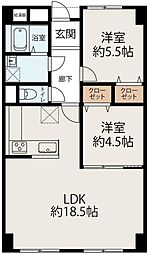 杉谷パークマンション 2LDKの間取図画像