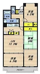 朝日プラザシティ八尾南2番館 4LDKの間取図画像