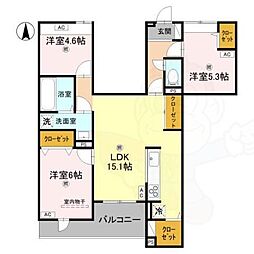 ウエスタンハイツ19 2LDKの間取図画像