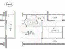 ビレッジハウス青山4号棟 1DKの間取図画像