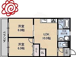 コーポ大喜 2LDKの間取図画像