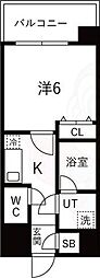 グランシス高井田 1Kの間取図画像