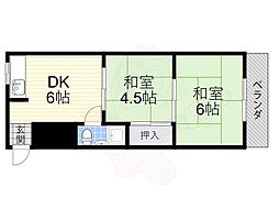 平石マンション 2DKの間取図画像