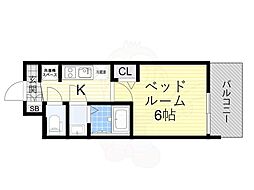 アドバンス大阪リーヴァ 1Kの間取図画像