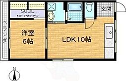 昌栄ハイツ 1LDKの間取図画像