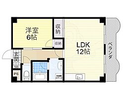 サンハイツ高井田 1LDKの間取図画像