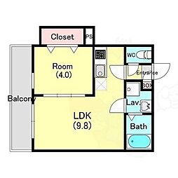 ジーメゾン東大阪寿 1LDKの間取図画像