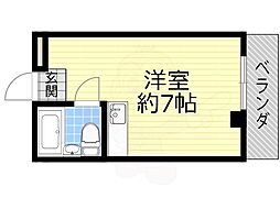 アイディール若江 ワンルームの間取図画像