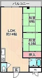 メゾン大和枚岡 2LDKの間取図画像