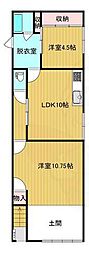 セゾンコート長栄寺 2LDKの間取図画像