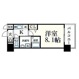 プレサンス名古屋ステーションサティナ 1Kの間取図画像