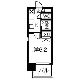 パルティール城西 1Kの間取図画像