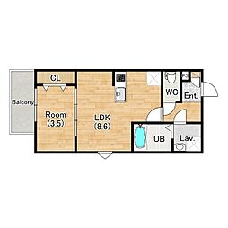 名古屋市中川区荒子町アパート 1LDKの間取図画像