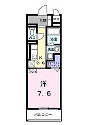 名古屋市営東山線 新栄町駅 徒歩10分の賃貸マンション 2階1Kの間取り