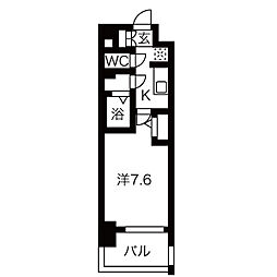 名古屋市営名城線 東別院駅 徒歩7分の賃貸マンション 9階1Kの間取り