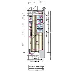 名古屋市営名城線 東別院駅 徒歩3分の賃貸マンション 2階1Kの間取り
