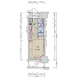 名古屋市営東山線 新栄町駅 徒歩7分の賃貸マンション 8階1Kの間取り