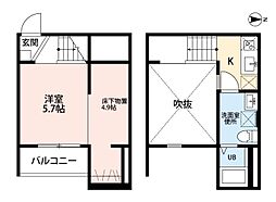 IRISGarden ワンルームの間取図画像