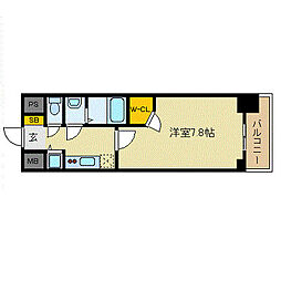プレサンス栄ライズ 1Kの間取図画像
