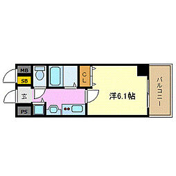 プレサンス泉セレグレード 1Kの間取図画像