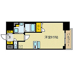 プレサンス丸の内レジデンス2 ワンルームの間取図画像