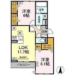 カリーノ姫宮 2LDKの間取図画像