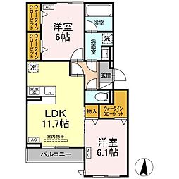 カリーノ姫宮 2LDKの間取図画像