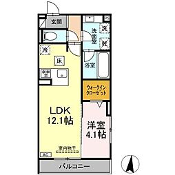 セレスティア高畑 1LDKの間取図画像