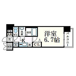 プレサンス名古屋STATIONルミアス 1Kの間取図画像