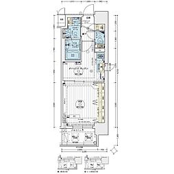 エステムコート名古屋栄プレシャス 1Kの間取図画像