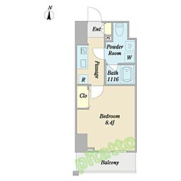 WESTIN上前津 1Kの間取図画像