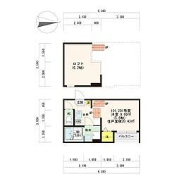 ハーモニーテラス二番 1Kの間取図画像