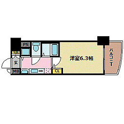 プレサンス金山グリーンパークス 1Kの間取図画像