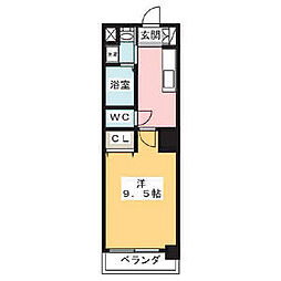 ArtizA鶴舞 1Kの間取図画像