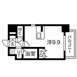 ザレジデンス志賀本通 1Kの間取図画像