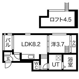 ハーモニーテラス若宮町 1LDKの間取図画像