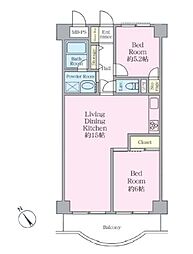 ライオンズマンション三ツ沢公園 2LDKの間取図画像